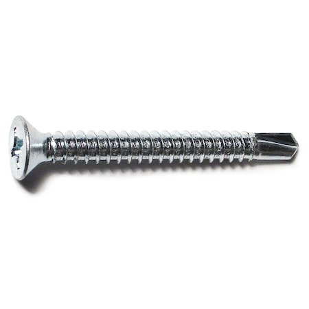 Midwest Fastener Self-Drilling Screw, #12 x 2 in, Zinc Plated Steel Flat Head Phillips Drive, 100 PK 50904